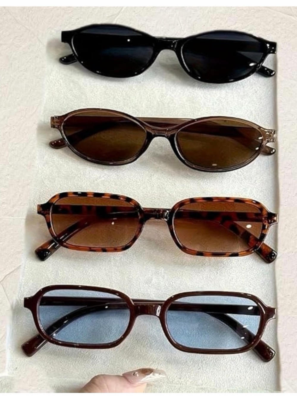 4 Pack Women Retro Oval & Rectangle Sunglasses Set Y2K Vintage Shades Lot